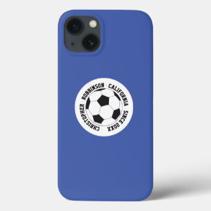 Add your text blue soccer iPhone 13 case