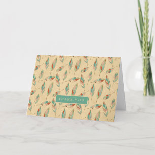 Add Your Text   Coral Feather Pattern Thank You Card