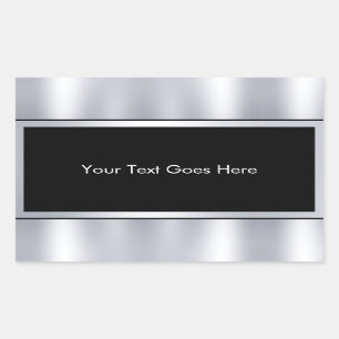 Add Your Text Custom Blank Template Black Silver Rectangular Sticker