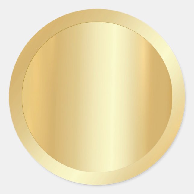 Add Your Text Custom Blank Template Faux Gold Classic Round Sticker (Front)