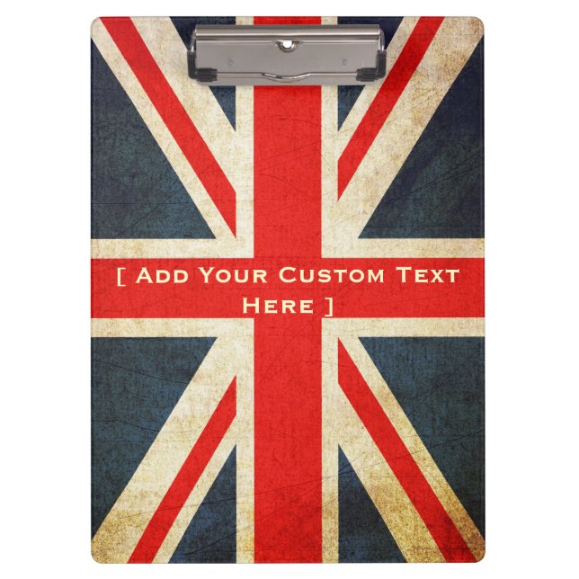 Add Your Text Custom Union Jack Clipboard (Front)