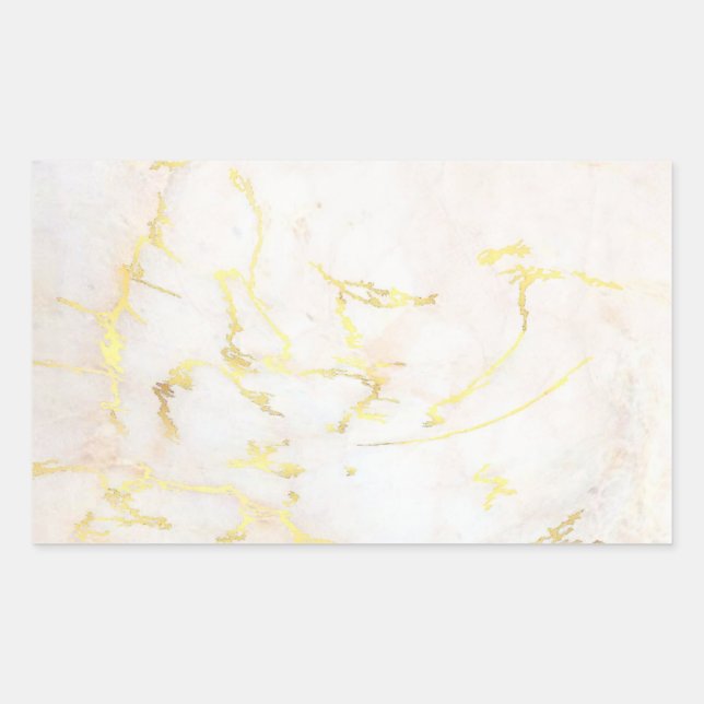 Add Your Text Elegant Blank Template Gold Marble Rectangular Sticker (Front)