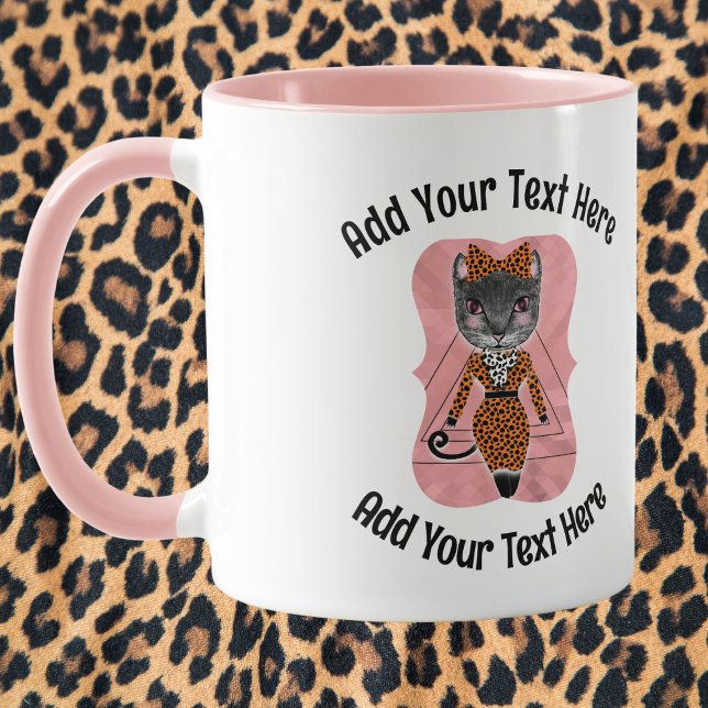 Add Your Text Fancy Boss Lady Cat Coffee Mug (Creator Uploaded)