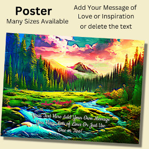 Add Your Text, Fantasy Mountain Stream at Sunset Poster