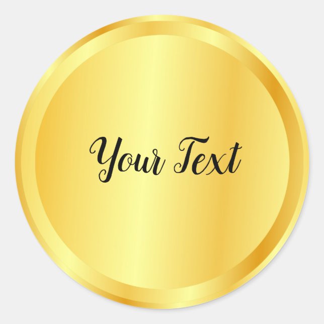Add Your Text Faux Gold Blank Glamour Template Classic Round Sticker (Front)