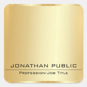 Add Your Text Faux Gold Metallic Look Elegant Square Sticker