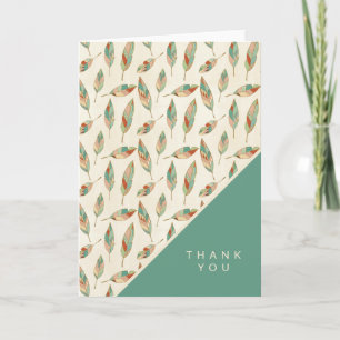 Add Your Text   Geometric Feather Pattern Thank You Card