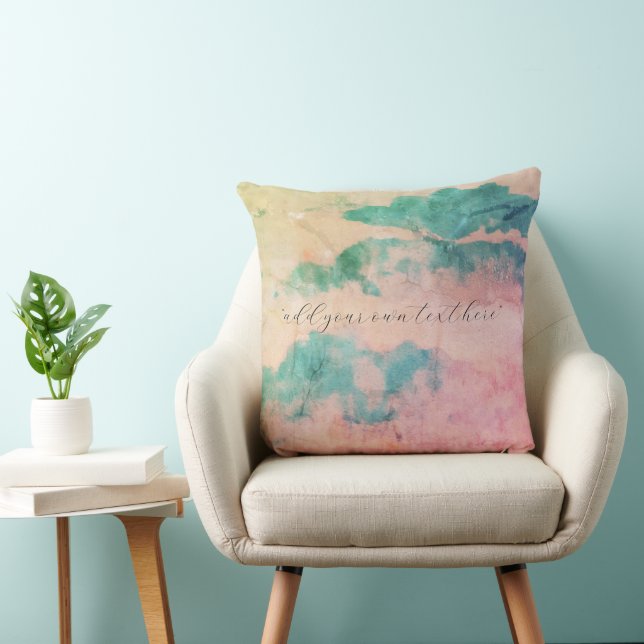 Add Your Text Grunge Watercolor Landscape Cushion (Chair)