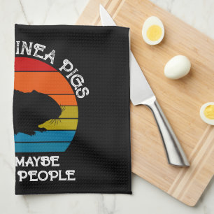 Add Your Text, Guinea Pig on Red Blue Sunset Tea Towel