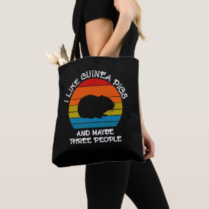 Add Your Text, Guinea Pig on Red Blue Sunset Tote Bag