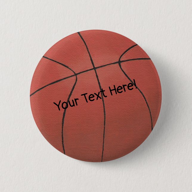 Add Your Text Here Basketball Pin on Buttons (Front)