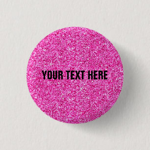 Add Your Text Here Pink Glitter Look Elegant 3 Cm Round Badge