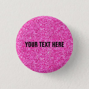 Add Your Text Here Pink Glitter Look Elegant 3 Cm Round Badge
