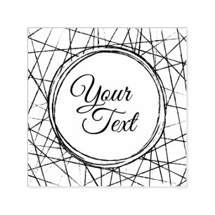 Add your text in hand drawn lines art frame self-inking stamp