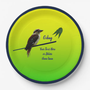 Add Your Text, Kookaburra Australia Day Party 9"  Paper Plate