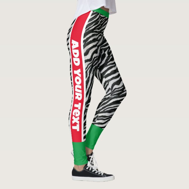 Add your text l Animal print l Black Red Green Leggings (Right)