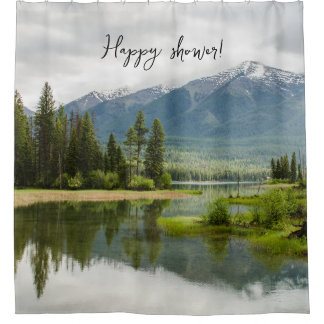 Add your text l Happy shower l Nature and lake Curtain