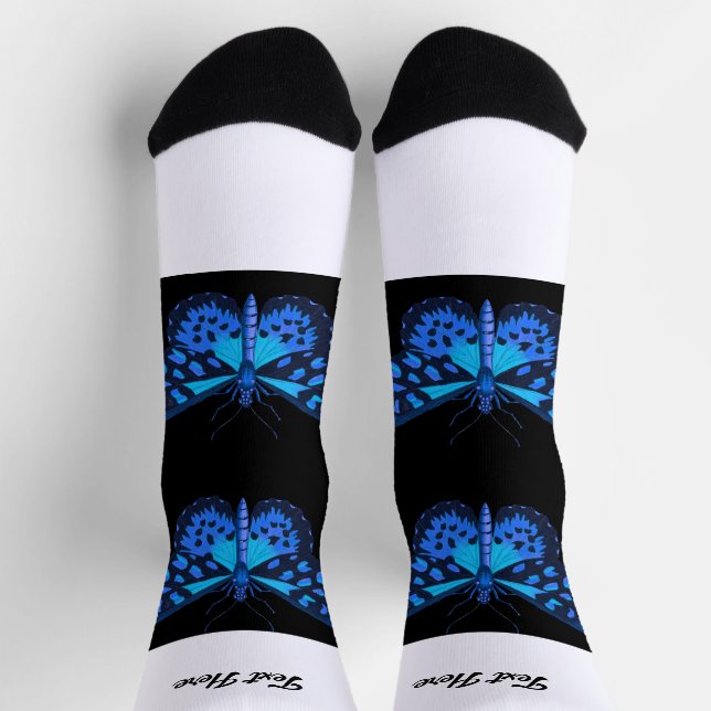 Add Your Text Lovely Butterfly Printed Men Women Socks (Top)