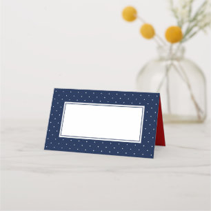 Add Your Text Modern Blue and White Polka Dot Place Card