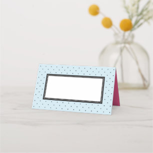 Add Your Text Modern Blue Black Polka Dot Place Card