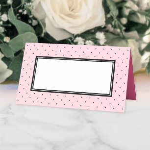 Add Your Text Modern Pink and Black Polka Dot Place Card
