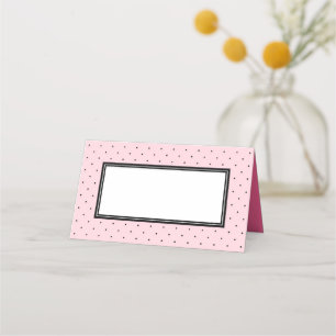 Add Your Text Modern Pink and Black Polka Dot Place Card