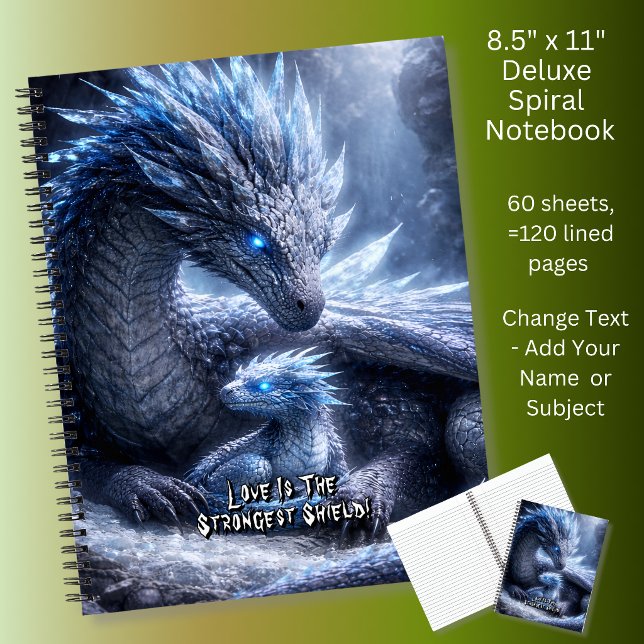 Add Your Text Name, Blue Ice Dragon & Baby in Cave Notebook (Creator Uploaded)