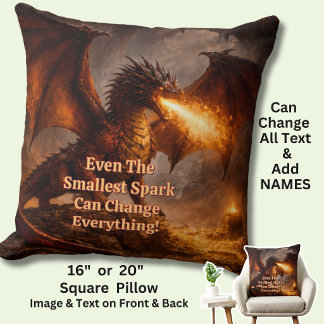 Add Your Text Name Fire Dragon In His Lair Cushion