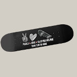 Add Your Text Name, Peace Love Skateboarding       Skateboard<br><div class="desc">Add a Name,  or your own text - or blank the text to delete -   "Peace Love Skateboarding". - Any Skateboarder will love this one - See my store for lots more great Skateboard Gift Ideas.</div>