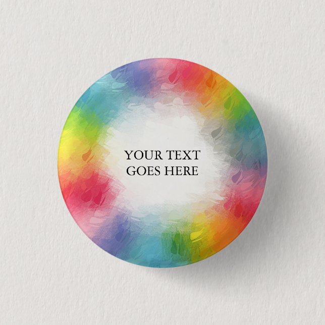 Add Your Text Name Template Rainbow Colours 3 Cm Round Badge (Front)