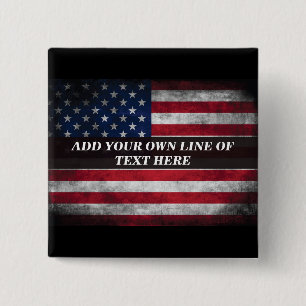 Add your text on American flag 15 Cm Square Badge
