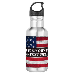 Add your text on American flag 532 Ml Water Bottle