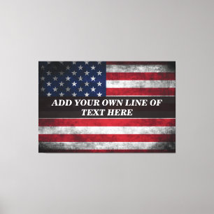 Add your text on American flag Canvas Print