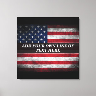Add your text on American flag Canvas Print