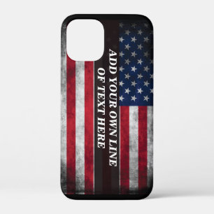 Add your text on American flag iPhone 12 Mini Case