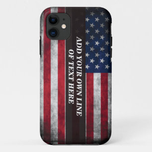 Add your text on American flag iPhone 11 Case