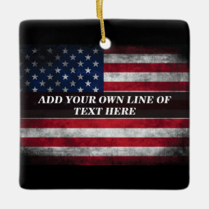 Add your text on American flag  Ceramic Ornament