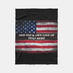 Add your text on American flag  Fleece Blanket