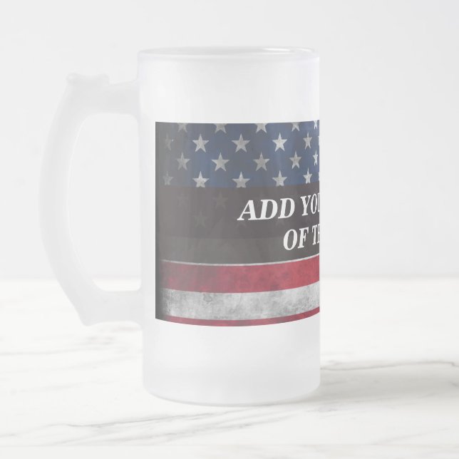 Add your text on American flag  Frosted Glass Beer Mug (Left)