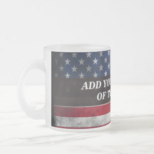 Add your text on American flag Frosted Glass Coffee Mug