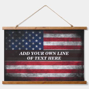 Add your text on American flag Hanging Tapestry