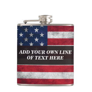 Add your text on American flag Hip Flask