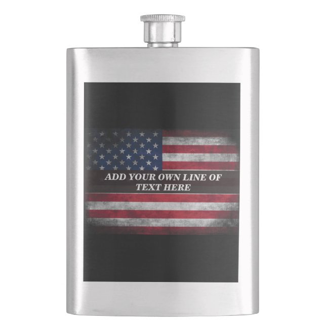 Add your text on American flag  Hip Flask (Front)