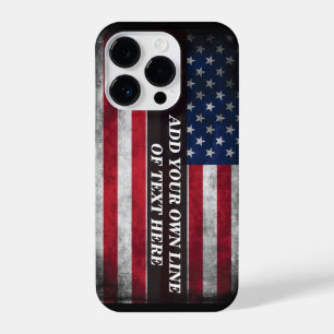 Add your text on American flag  iPhone 14 Pro Case