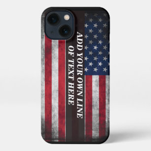 Add your text on American flag  iPhone 13 Case