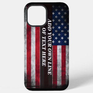 Add your text on American flag iPhone 12 Pro Max Case