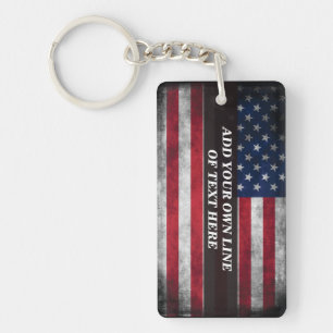 Add your text on American flag  Key Ring