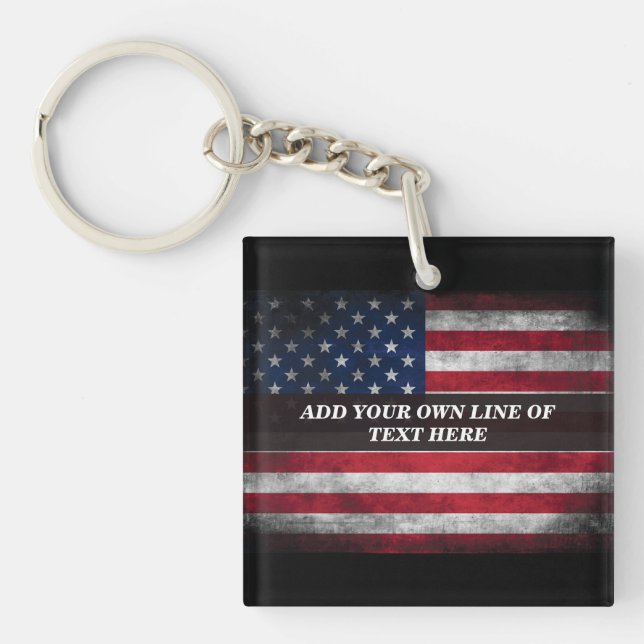 Add your text on American flag  Key Ring (Front)