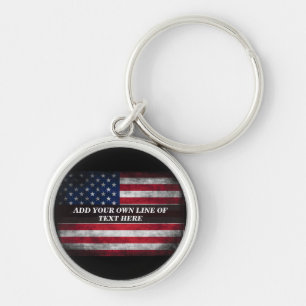 Add your text on American flag Key Ring