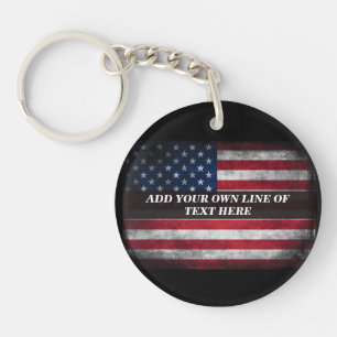 Add your text on American flag  Key Ring